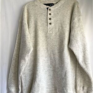 AZ Sport Mens oatmeal long sleeve Henley shirt. SZ  L